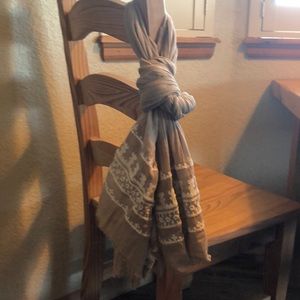 Tan Scarf with white embroidery